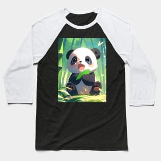 Cute Baby Panda in Bamboo Forest - Anime Wallpaper Baseball T-Shirt